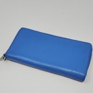 Nordstrom Blue Leather Zip Around Wallet Tan Interior Phone Wallet